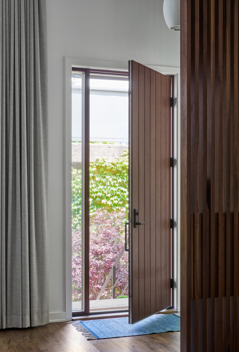 Mondern entry door with soft curtains