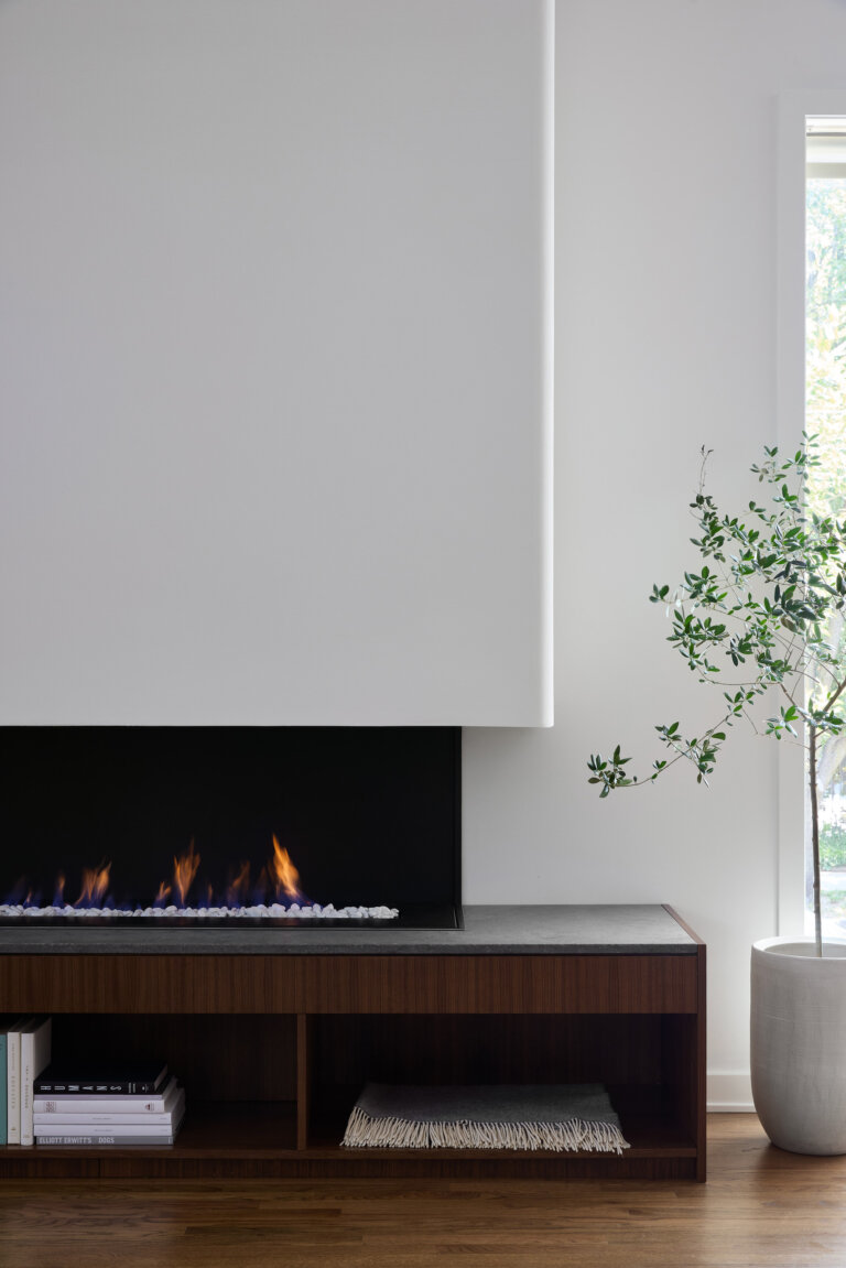 floating fireplace detail photo